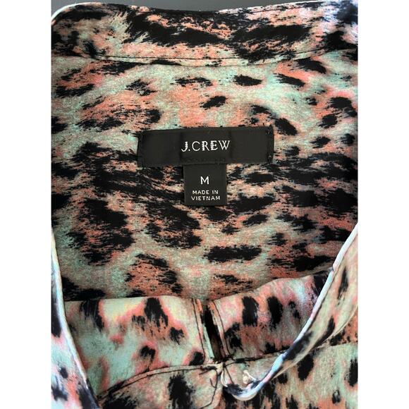 J.Crew Women's Animal Print Blouse Multicolor Short Sleeve Top Casual Medium - Picture 4 of 8